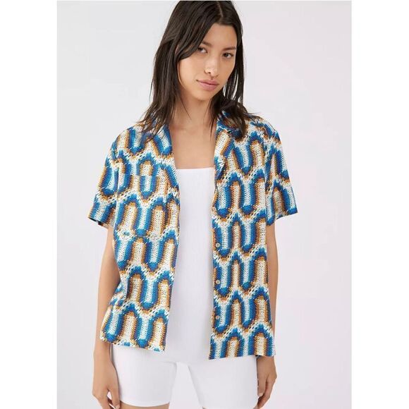 BDG Dylan Linen Souvenir Button-Down Shirt-NWT-Women XS - Picture 7 of 7